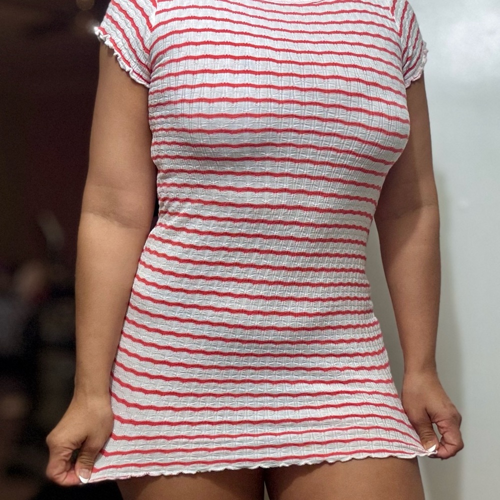 Red and White Striped Dress